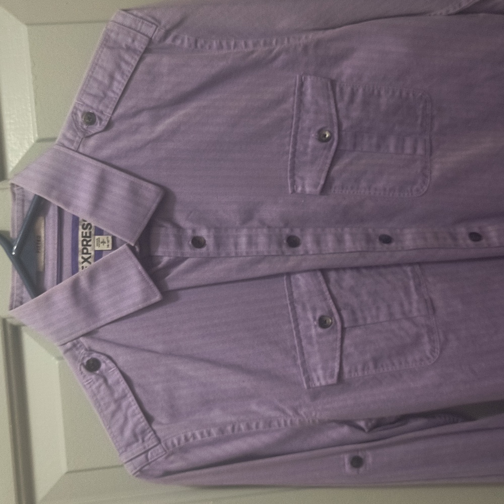 Express Men’s Fitted Hounds Tooth Button Down Shirt